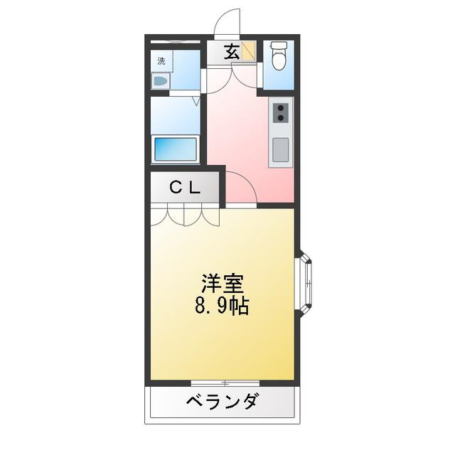 ラポール和田(1K/1階)の間取り写真