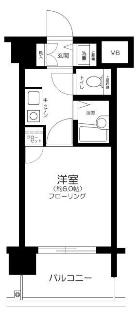 シンシア三田慶大前(1K/6階)の間取り写真