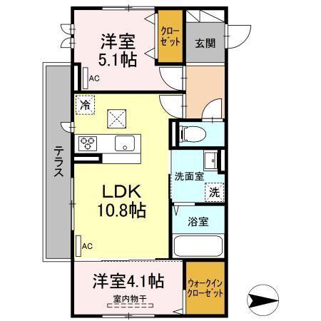 蓮ーRENー(2LDK/1階)の間取り写真