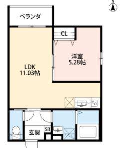 FERIO小路東(1LDK/1階)の間取り写真