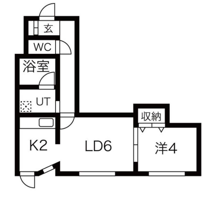 カラバオ白石(1LDK/1階)の間取り写真