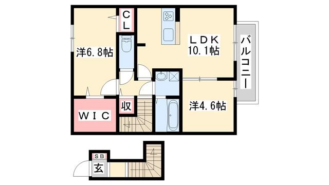 カーサ・フェリーチェ新在家(2LDK/2階)の間取り写真