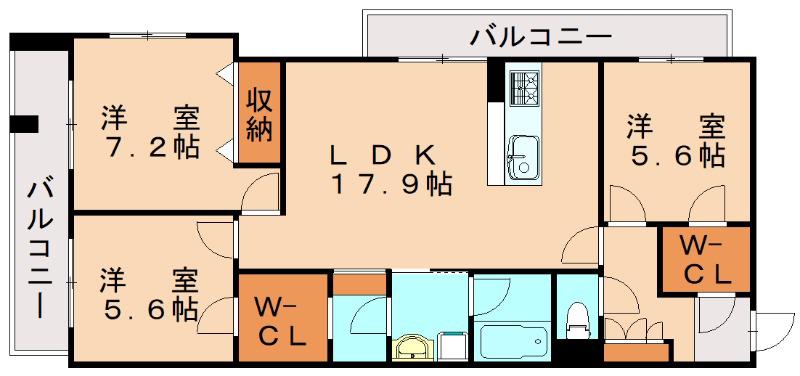 シャーメゾンステージ本城(3LDK/3階)の間取り写真