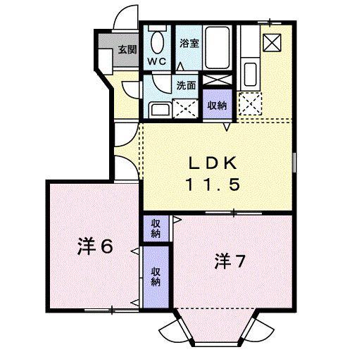 メゾンセレッソ I(2LDK/1階)の間取り写真