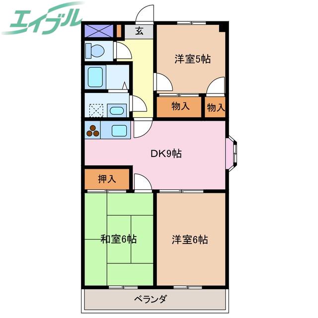 リヴェール日永(3DK/3階)の間取り写真
