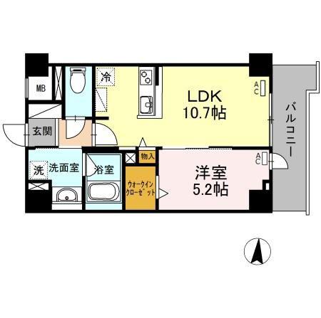 RESIDENCE丸の内七間町(1LDK/8階)の間取り写真