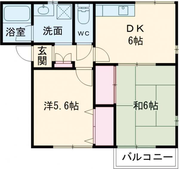メゾンナカニシ(2DK/2階)の間取り写真