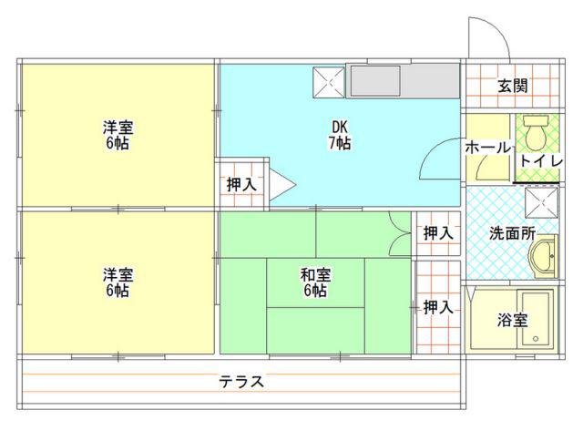 ビラパークサイド(3DK/2階)の間取り写真