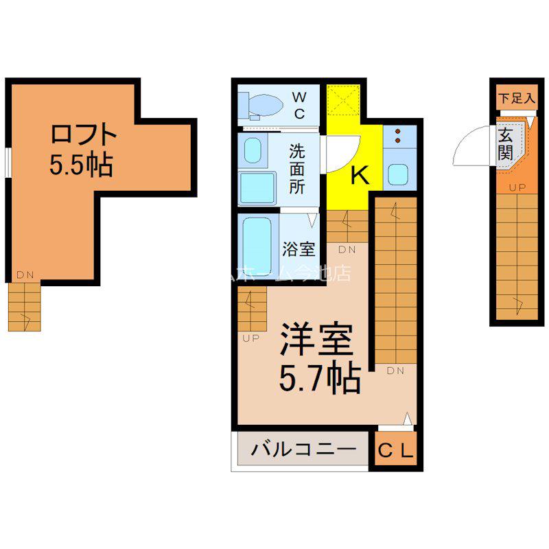 K・DREAM堀田(1K/2階)の間取り写真