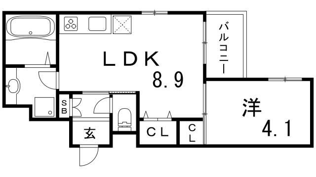 新神戸コルン(1LDK/3階)の間取り写真