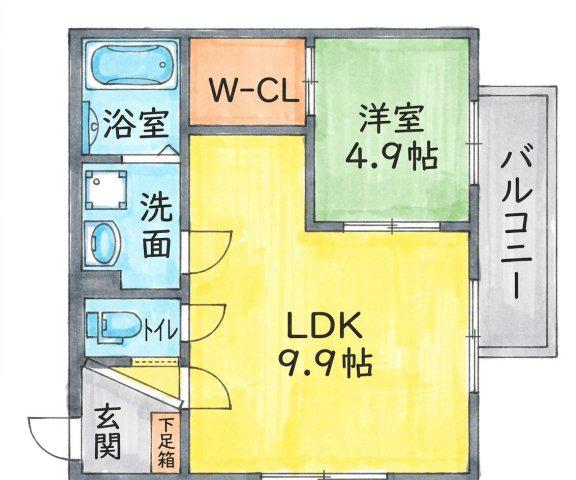 SCALA TOYOTSU(1LDK/2階)の間取り写真