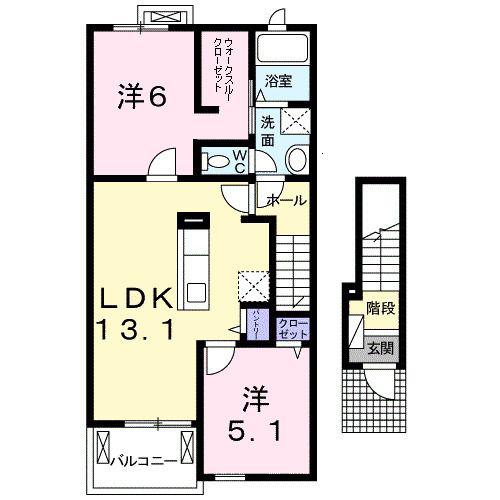 シンボリ アニメイト II(2LDK/2階)の間取り写真