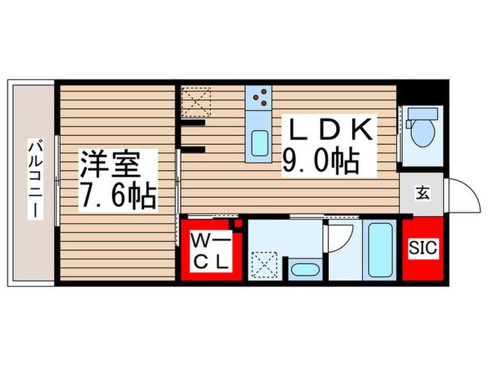 アートレジデンスインおおたかの森(1LDK/1階)の間取り写真