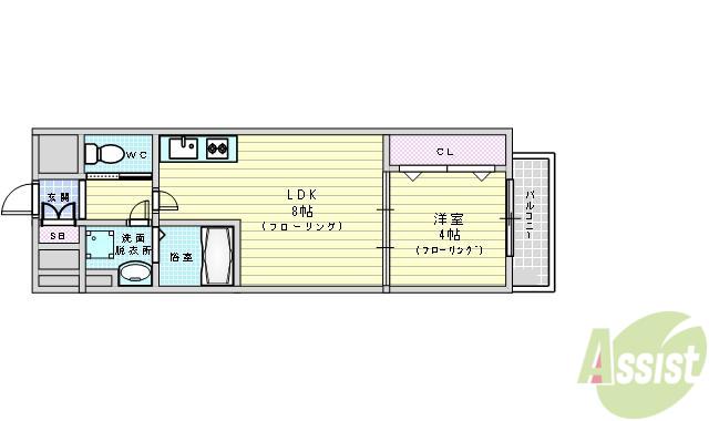 ライフステージ江坂南(1LDK/4階)の間取り写真