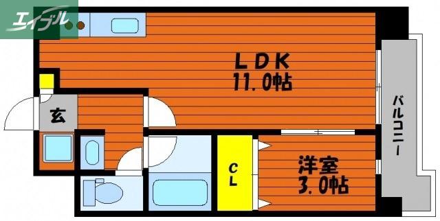 フォンティーヌ弓之町(1LDK/5階)の間取り写真