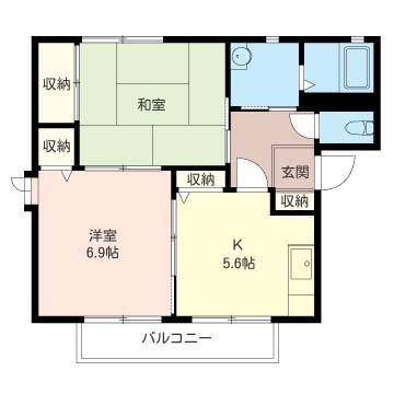 グリーンシティA(2K/2階)の間取り写真