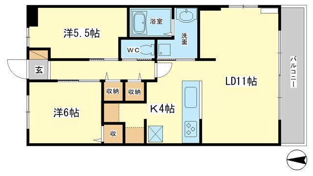 フローラハイム(2LDK/2階)の間取り写真