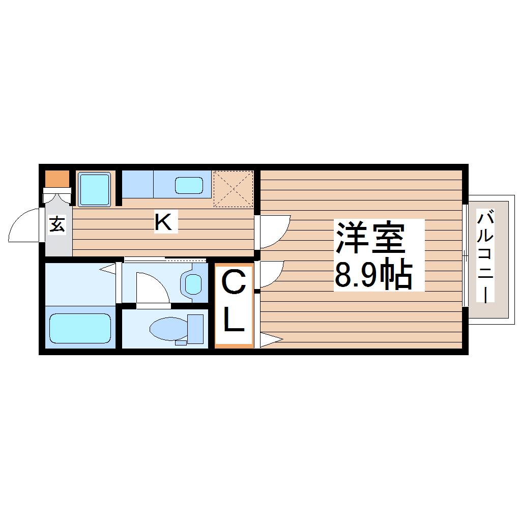 GIARDINO泉中央II(1K/1階)の間取り写真