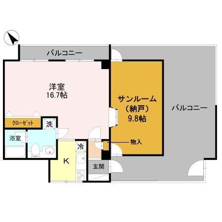 マークハーゲン 住居(ワンルーム/4階)の間取り写真