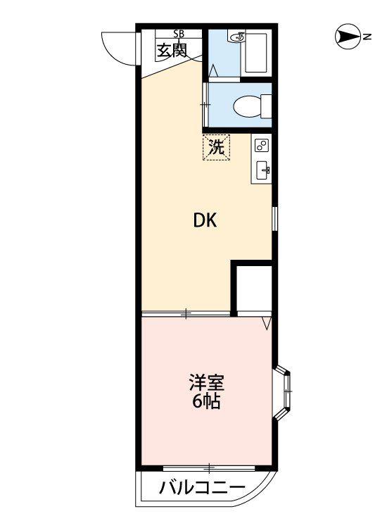 アーガスヒルズIII勝波(1DK/2階)の間取り写真