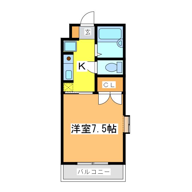 パークサイドOKUGAWA(1K/3階)の間取り写真