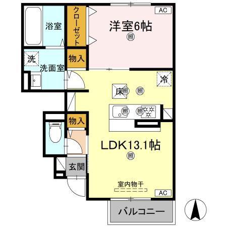 BENEII(1LDK/1階)の間取り写真