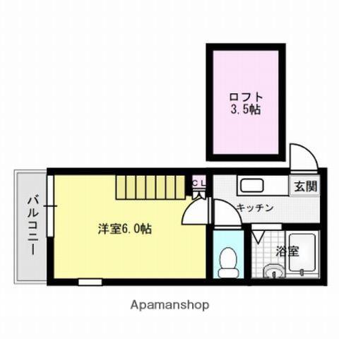 ドリームパレス姪浜(1K/1階)の間取り写真