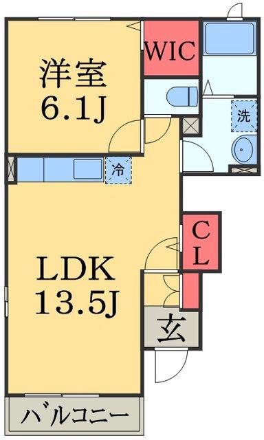 エスティーヌシャルムB(1LDK/1階)の間取り写真