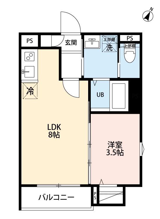 カーサ西鶴間(1LDK/1階)の間取り写真