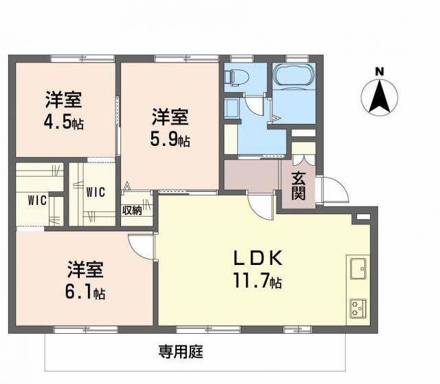 フレグランス小坂 C棟(3LDK/1階)の間取り写真