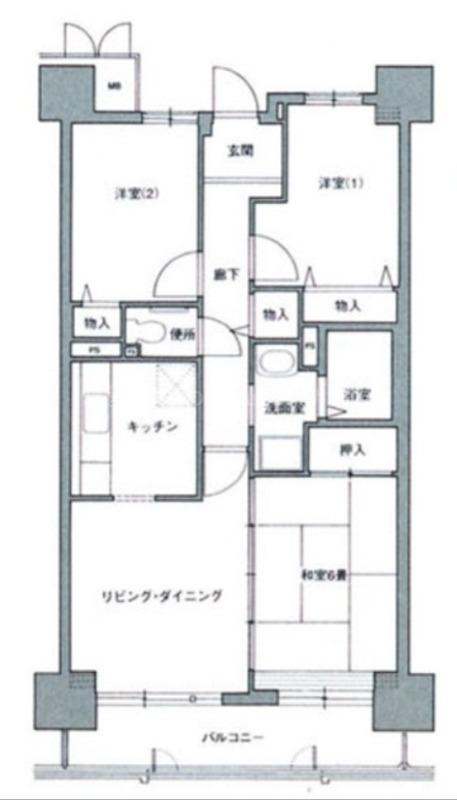 コーシャハイツ苅田(3LDK/12階)の間取り写真