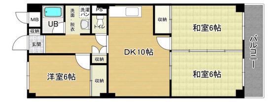 観舟マンション(3DK/3階)の間取り写真