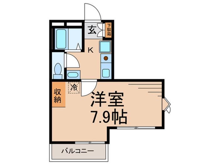 ヒルトップヴィラ駒場(1K/2階)の間取り写真