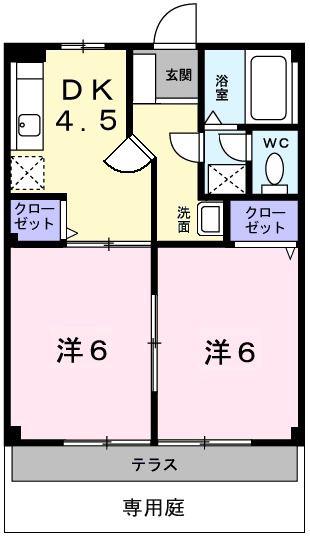 メルシーキャット(2DK/1階)の間取り写真