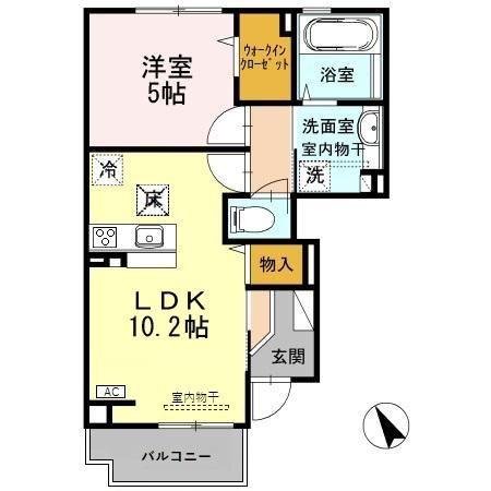 CHIARA(1LDK/1階)の間取り写真