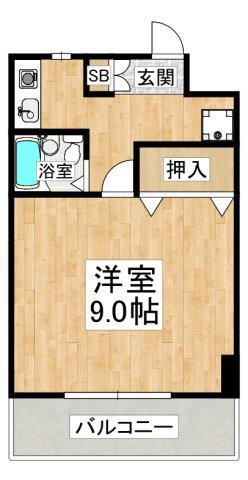 フルール名谷(1K/2階)の間取り写真