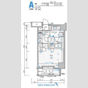 SYFORME HIGASHI‐AZABU シーフォルム東麻布(1K/2階)の間取り写真