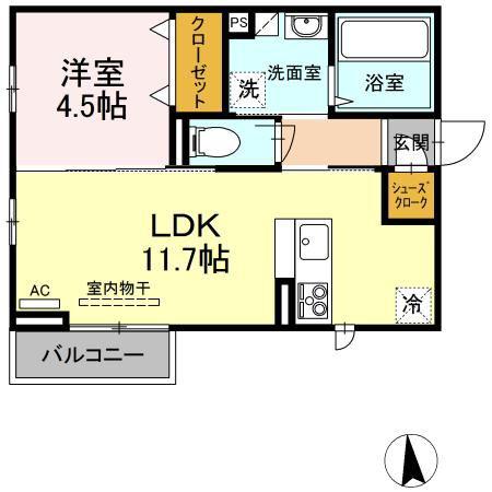 NAGOMI(1LDK/2階)の間取り写真