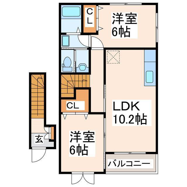 レジデンスAI(2LDK/2階)の間取り写真