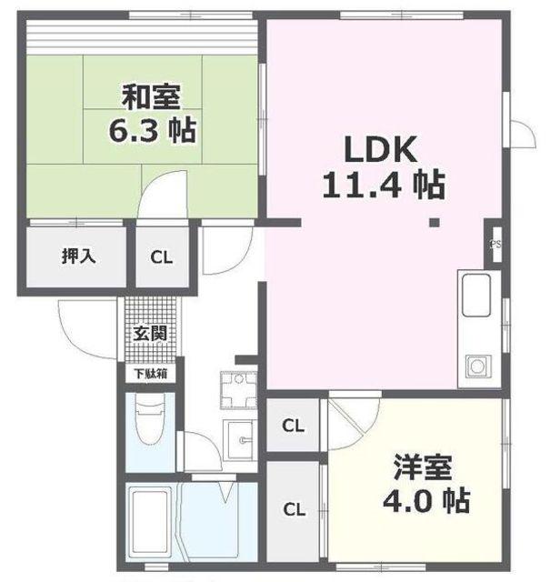 上溝ヴィレッジ(2LDK/1階)の間取り写真