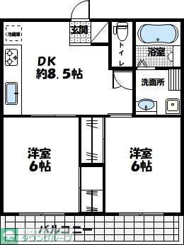 神田マンション(2DK/2階)の間取り写真