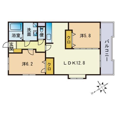 SHO SUNRISE(2LDK/3階)の間取り写真