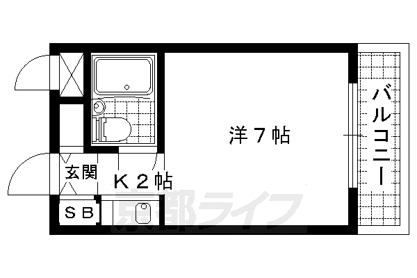 みささぎプチハイツ(1K/2階)の間取り写真