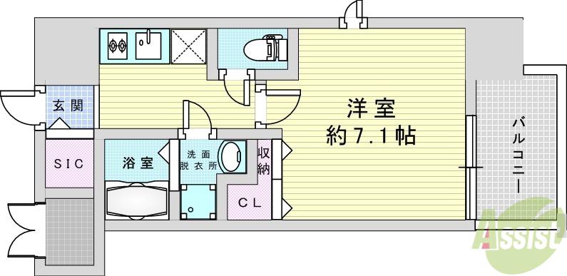 LIVE FLAT TSUKAMOTO(1K/5階)の間取り写真