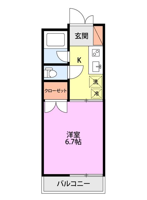 エステート旭町(1K/2階)の間取り写真