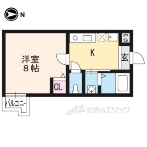 アークリード五条堀川(1K/2階)の間取り写真