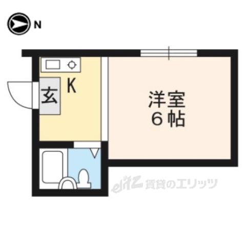 コーポ深草(ワンルーム/2階)の間取り写真