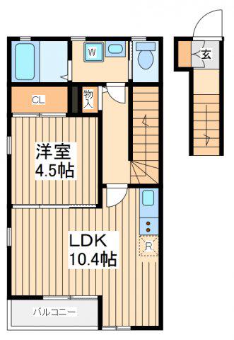 ロンサレン都(1LDK/2階)の間取り写真