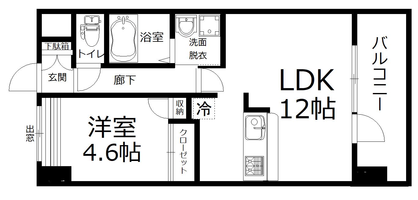 パレスフィールド南観音(1LDK/5階)の間取り写真