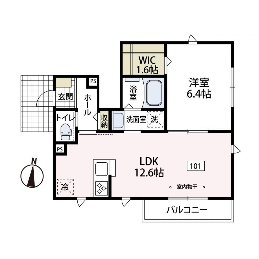 ラベイユII(1LDK/1階)の間取り写真